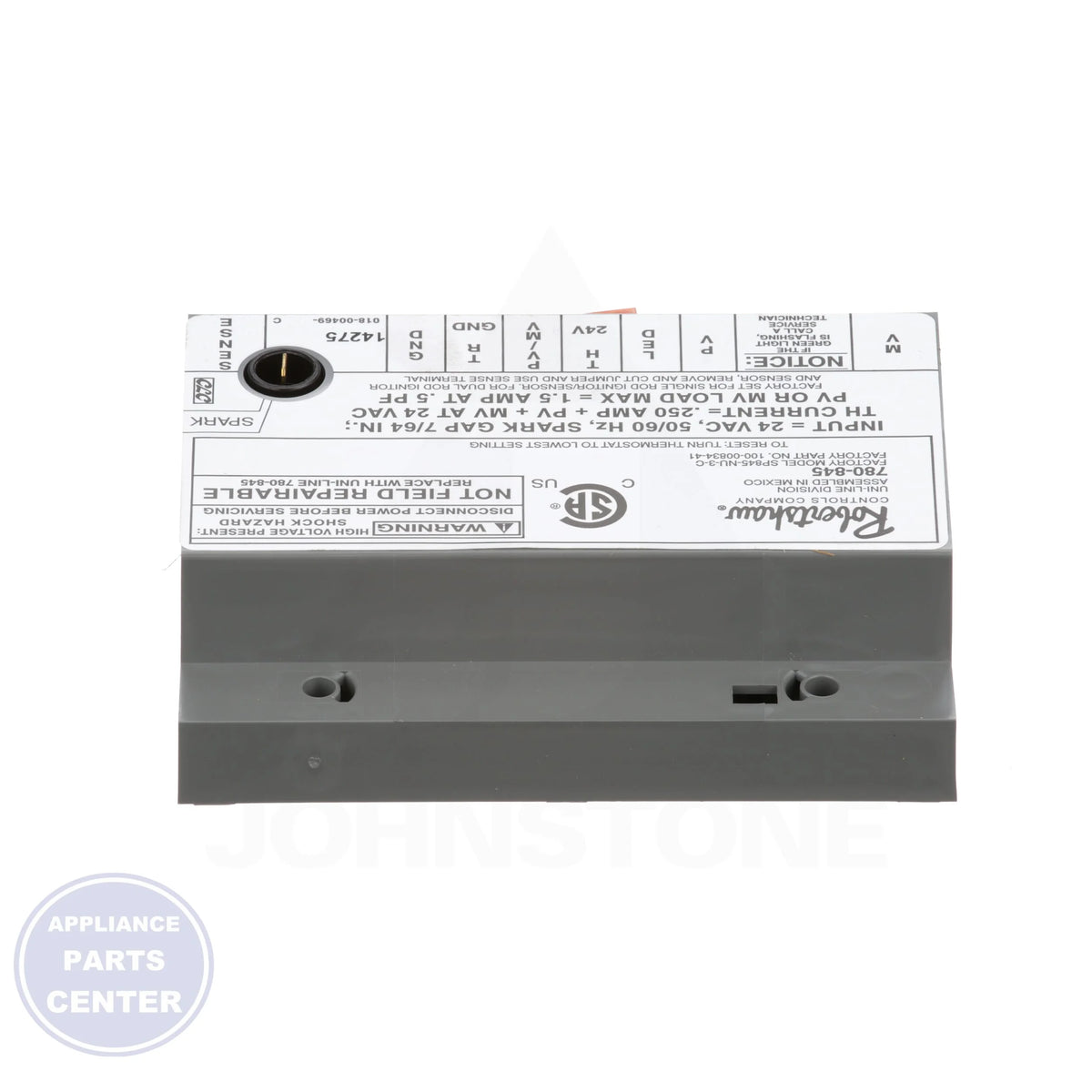 Lockout Ignition Control Uni-Kit 780-002 - Side view with 24VAC input voltage