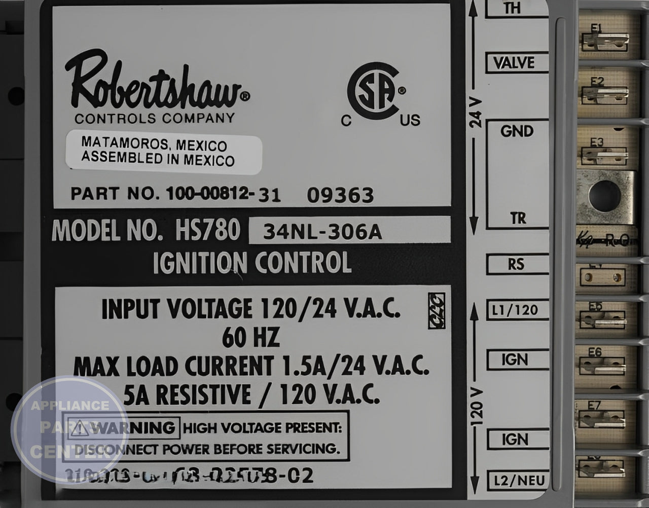 ROB 780-785 - Main view showing ignition control for specific models