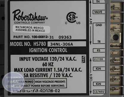 ROB 780-785 - Main view showing ignition control for specific models