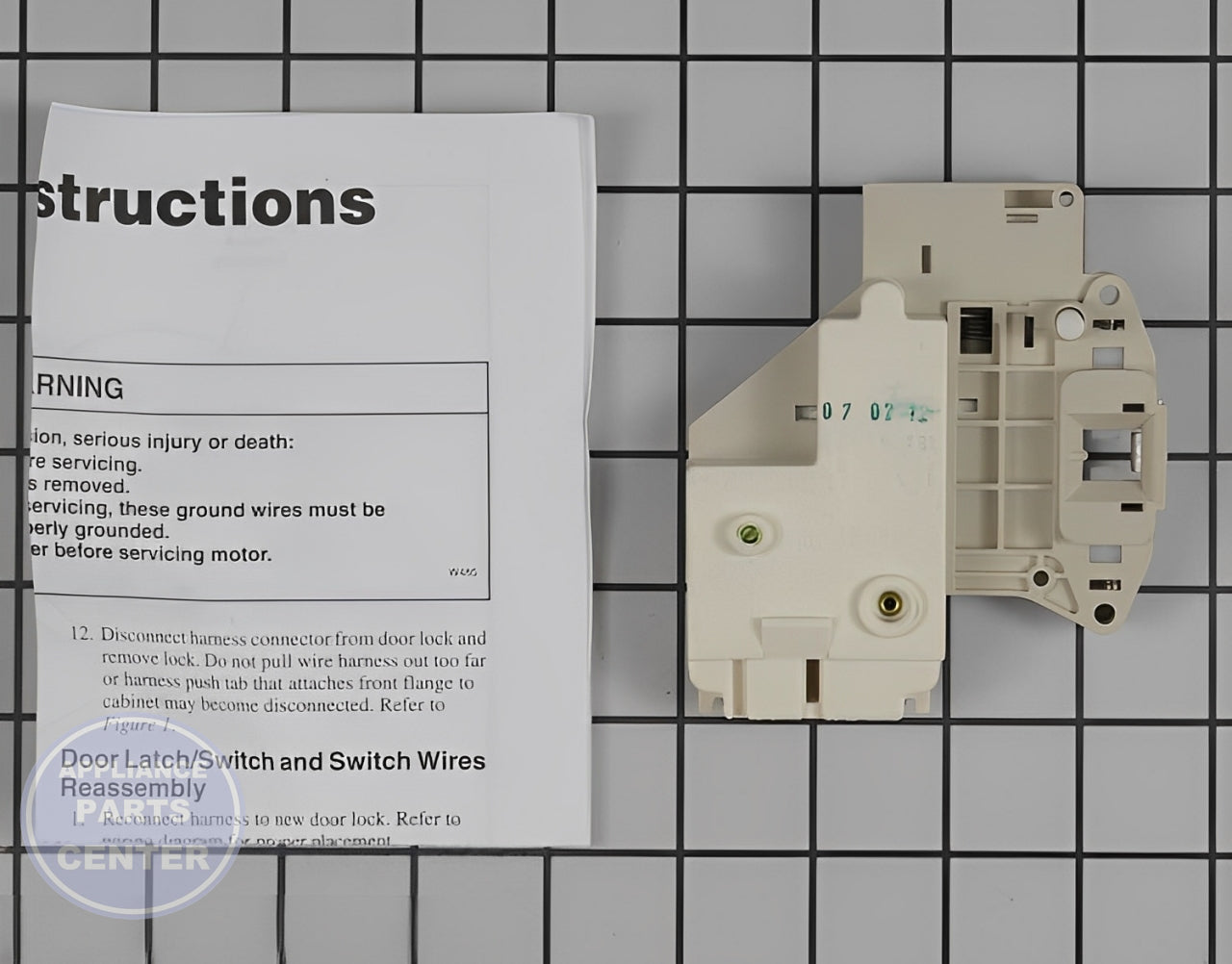SPEED QUEEN WASHER DOOR LOCK AND SWITCH ASSEMBLY 802317P - Detailed view of reliable lock mechanism