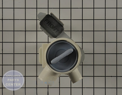 DRAIN PUMP ASSEMBLY 808196P - Side view with specific measurements