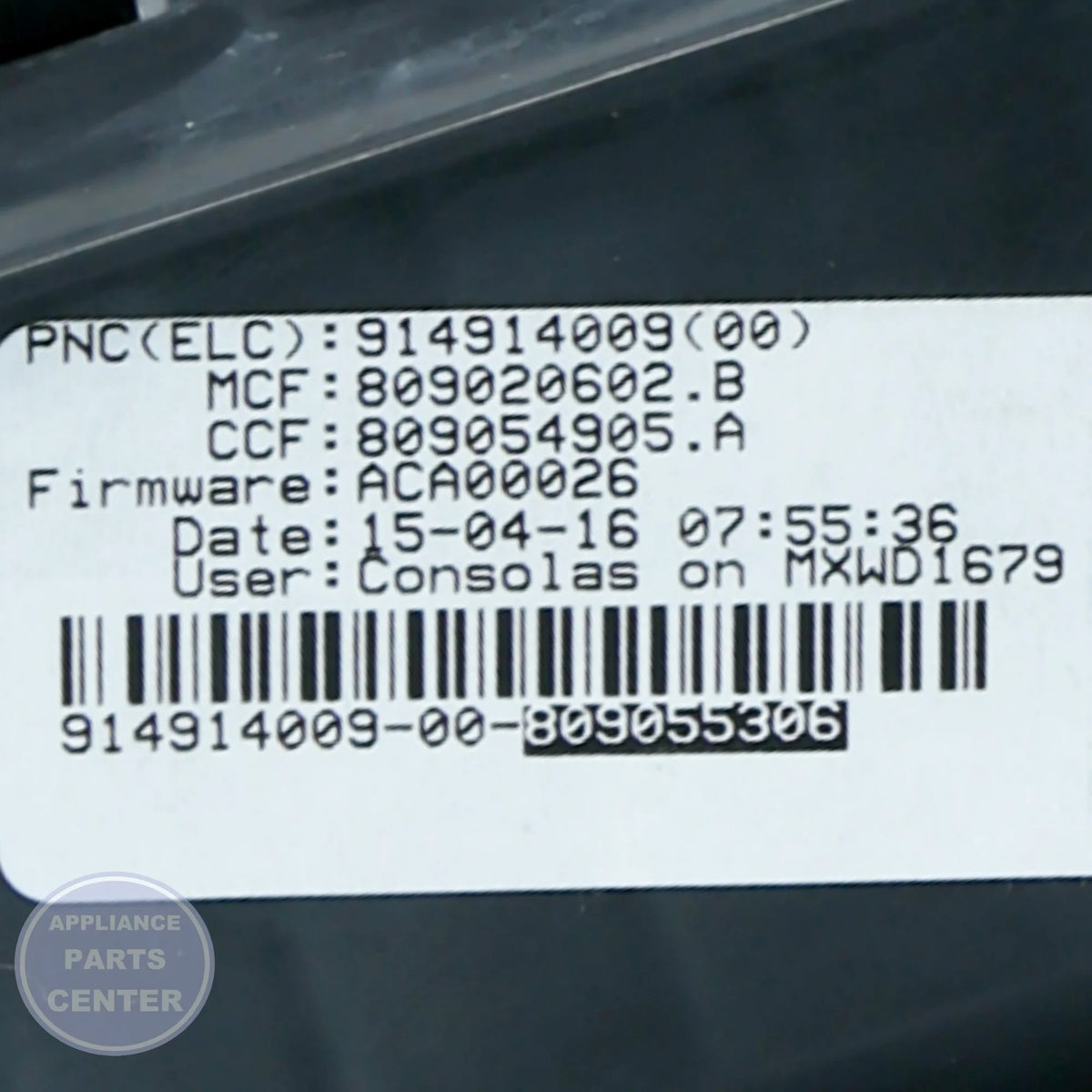 CONTROL-ELECTRICAL 809055306 - Detailed view of technical specifications for accurate performance