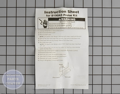 WHIRLPOOL REFRIGERATOR DEFROST DRAIN TUBE HEAT PROBE 819043 - Detailed view of efficient defrosting capabilities