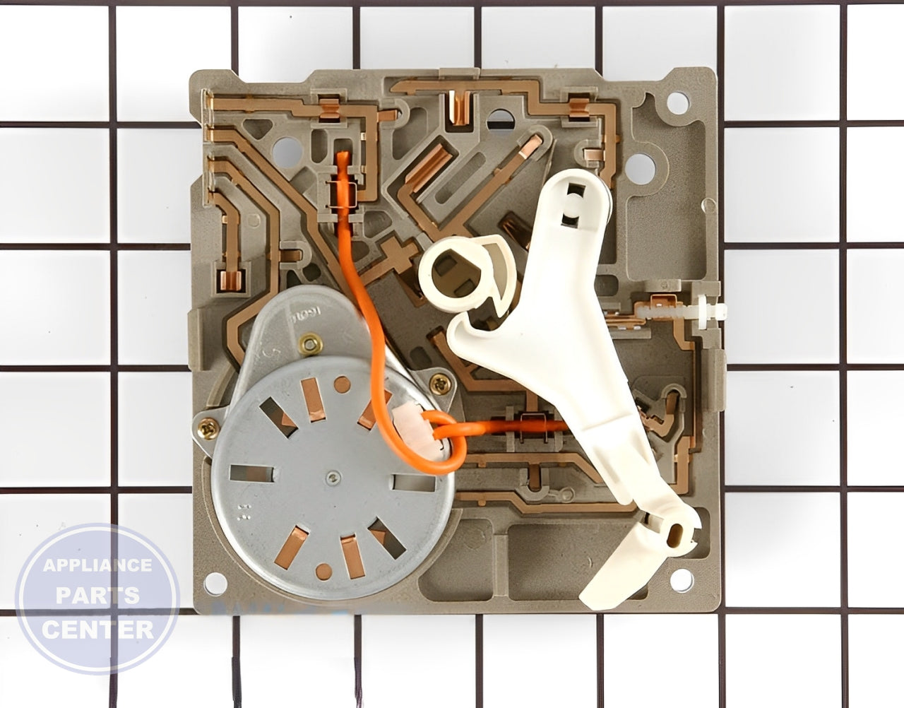 WHIRLPOOL REFRIGERATOR MOTOR AND GEAR MODULE KIT 8201515 - Side view with precise measurements