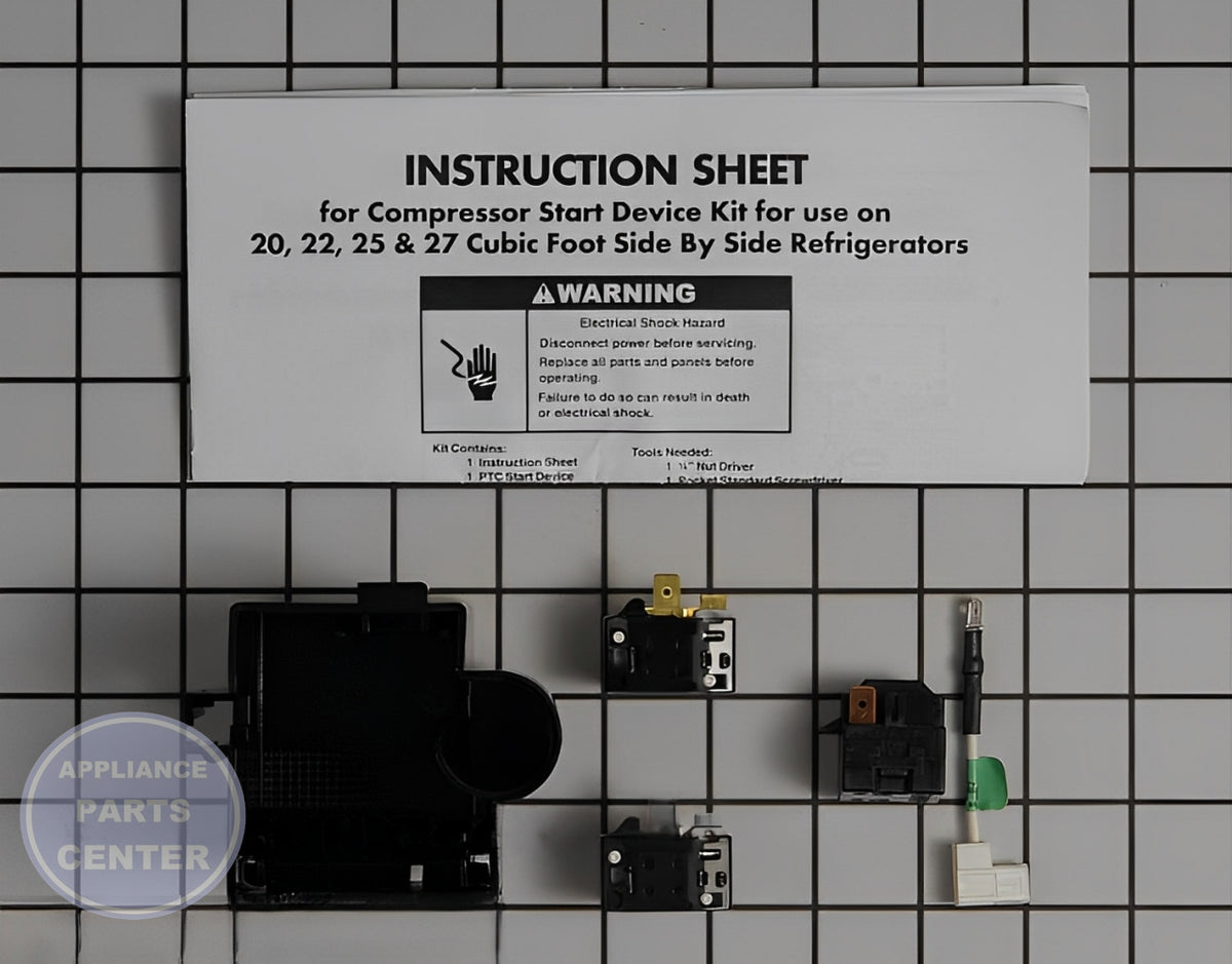Whirlpool Relay and Overload Kit 8201799 - Installation in Kenmore model showing key mounting points