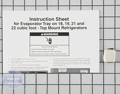 WHIRLPOOL REFRIGERATOR EVAPORATOR TRAY 8201826 - Detailed view of durable construction