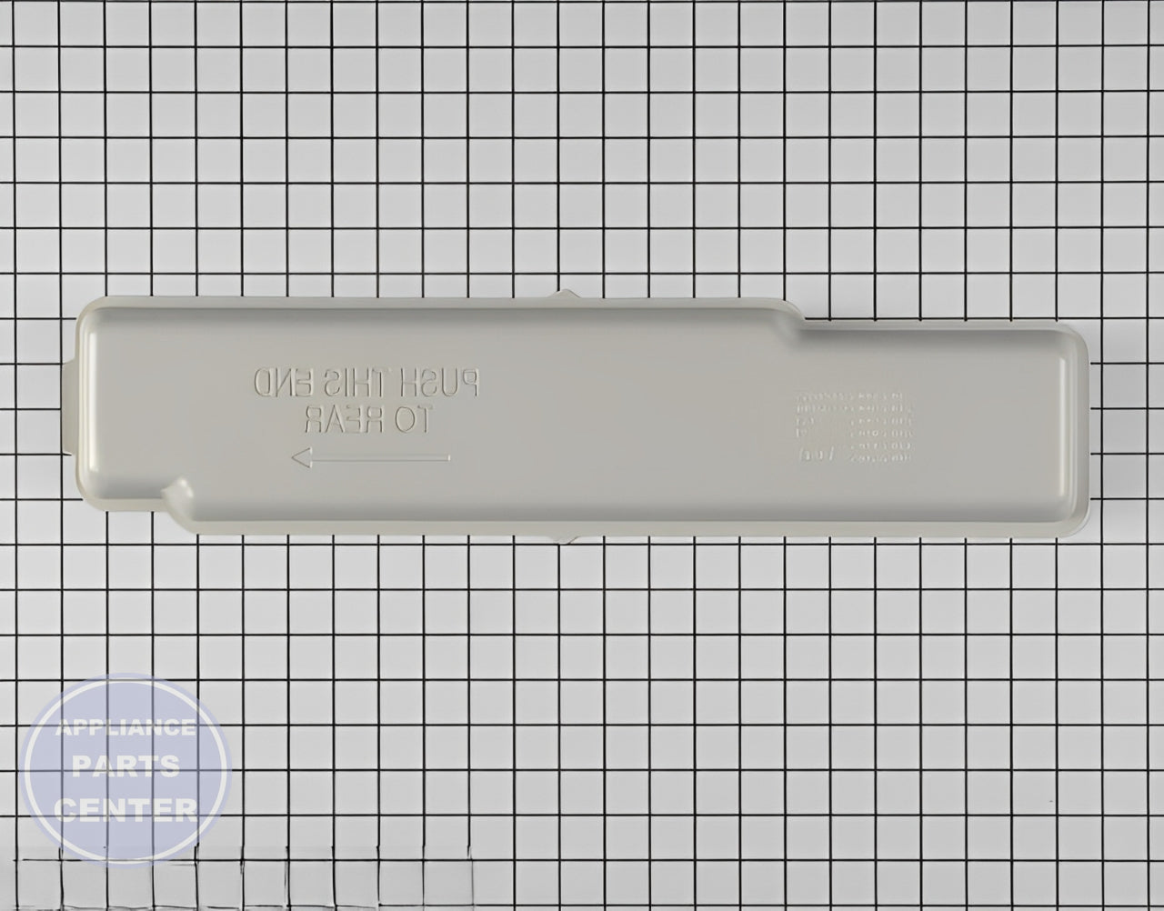 WHIRLPOOL REFRIGERATOR EVAPORATOR TRAY 8201826 - Side view with precise measurements