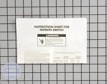 WHIRLPOOL OVEN TOP BURNER INFINITE SWITCH 8203534 - Installation in [specific model] showing key mounting points