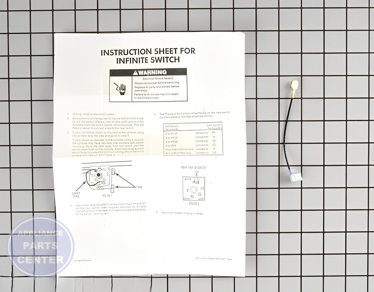 WHIRLPOOL INFINITE SWITCH PRIMARY 8203536 - Detailed view of precise technical details