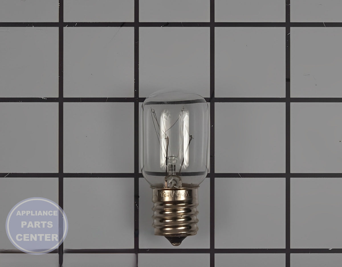 WHIRLPOOL MICROWAVE 40W 125V INCANDESCENT LIGHT BULB - Main view showing bright illumination for various models