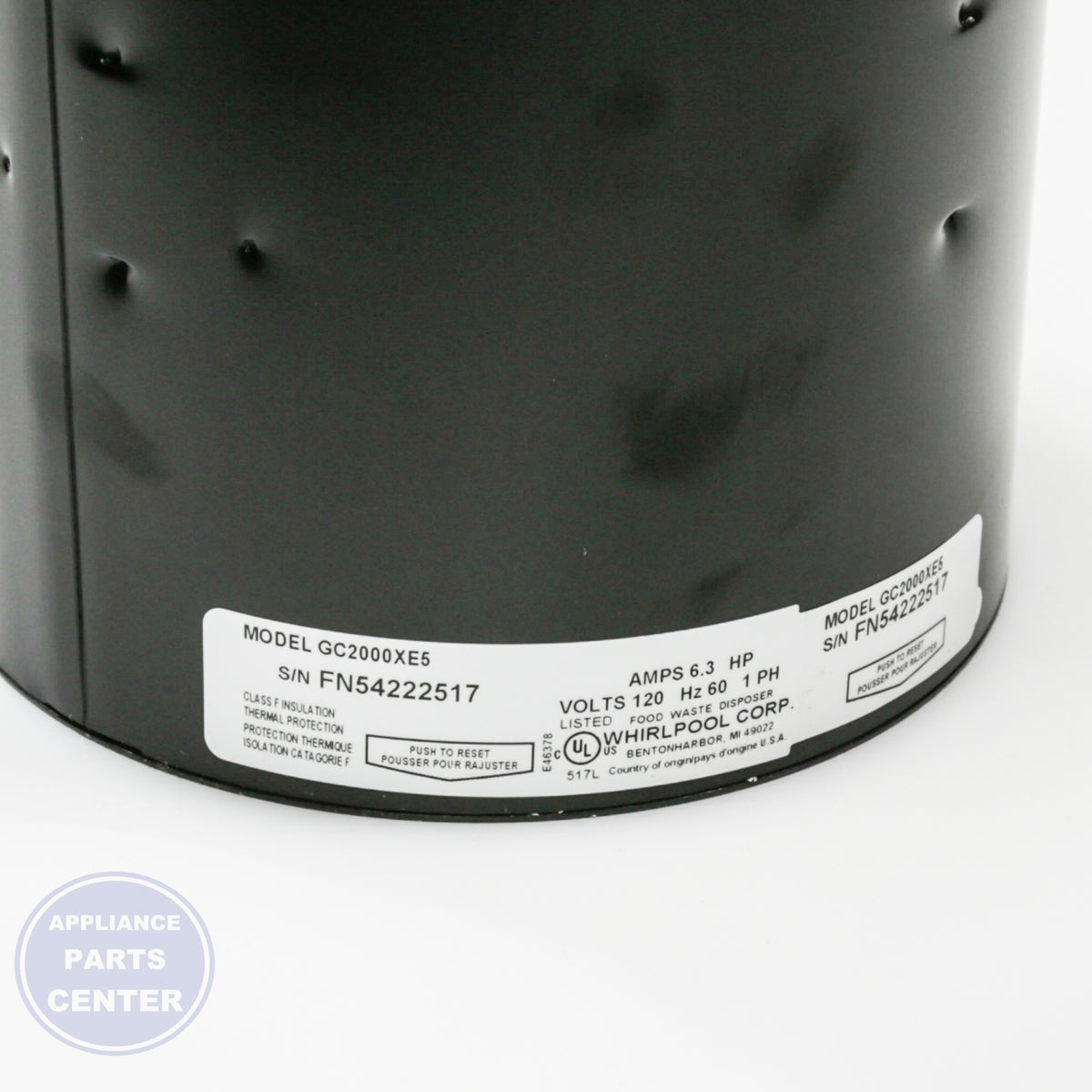 DISPOSER (WG1202XH) 84211601 - Side view with 750 lbs grinding power