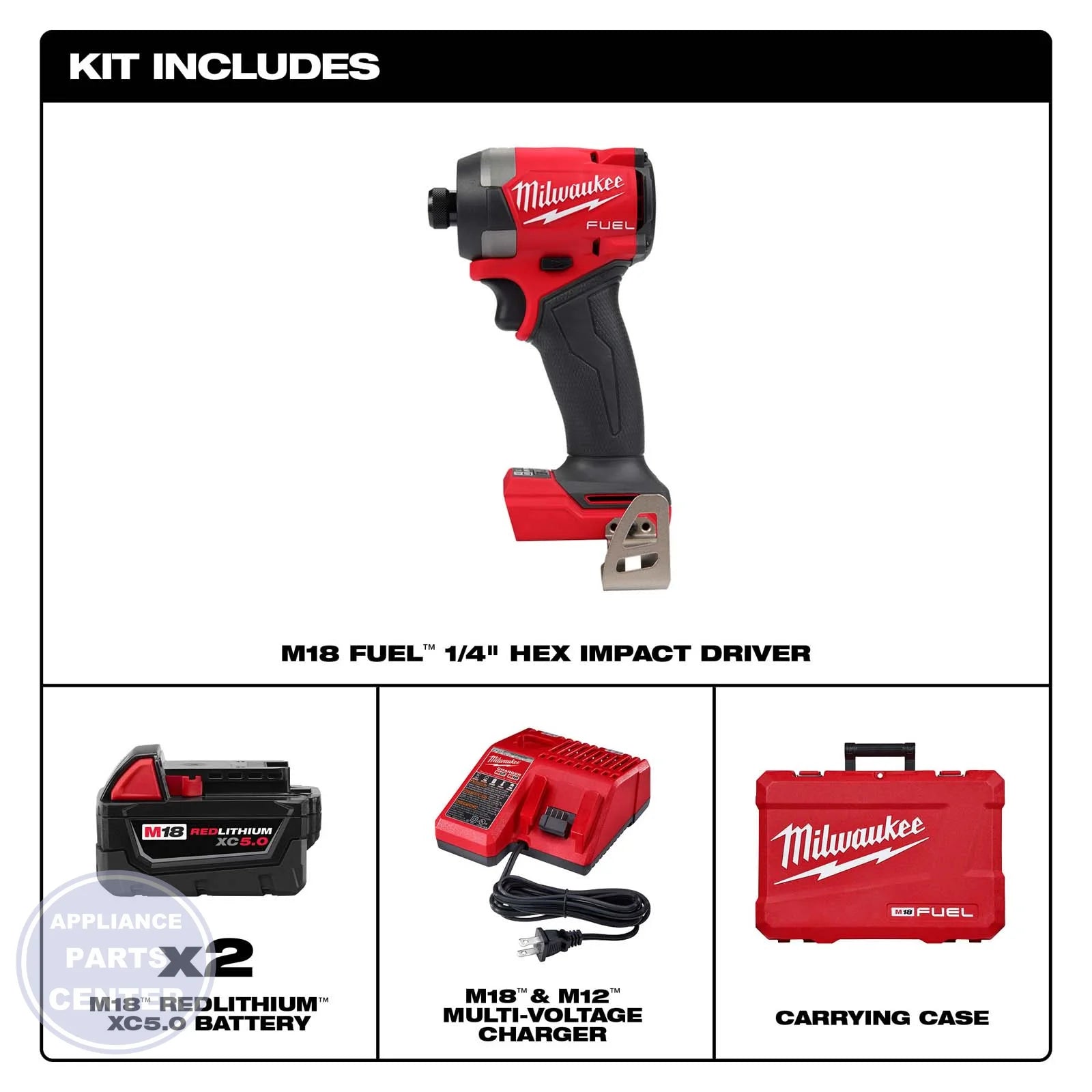 MILWAUKEE M18 FUEL 2953-22 HEX IMPACT DRIVER KIT, 1/4 HEX - Detailed view of exceptional torque and precision