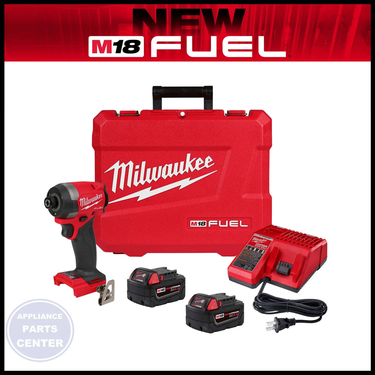 MILWAUKEE M18 FUEL 2953-22 HEX IMPACT DRIVER KIT, 1/4 HEX - Main view showing precision torque for PPG Washing Machines and Lawn Mowers