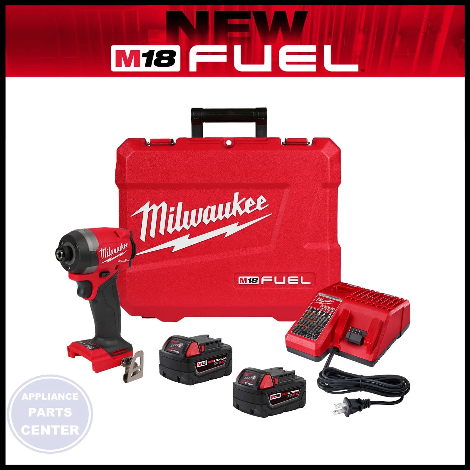 MILWAUKEE M18 FUEL 2953-22 HEX IMPACT DRIVER KIT, 1/4 HEX - Main view showing precision torque for PPG Washing Machines and Lawn Mowers