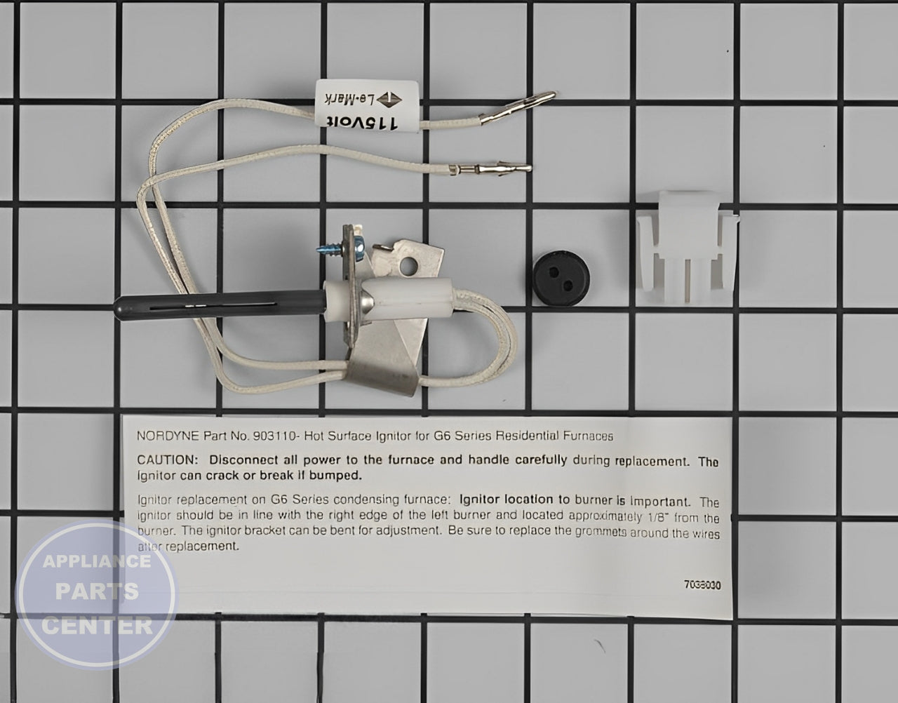 NORDYNE Round Igniter Kit with Plugs N - 903110A - Main view showing ignition element for NEU Furnace models