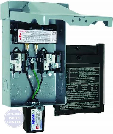 [Brand] 30A Fused Disconnect with Surge Protector 96417 - Main view showing green LED indicator for residential and commercial models