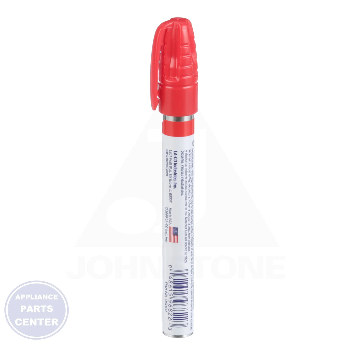 Red Liquid Paint Marker 96822 - Side view with precise marking range details