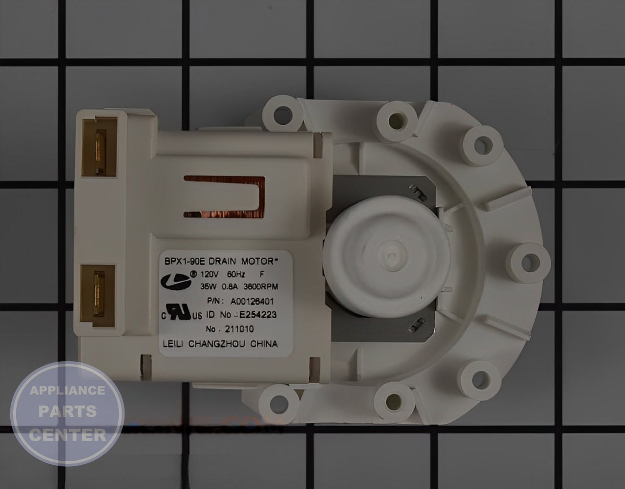 FRIGIDAIRE DISHWASHER DRAIN PUMP ASSEMBLY A00126401 - Installation in WCI Dishwasher showing key mounting points