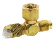 [Brand] Swivel Tee with Depressor A31852 - Main view showing 1/4" Flare Swivel Nut on Branch for B13-512