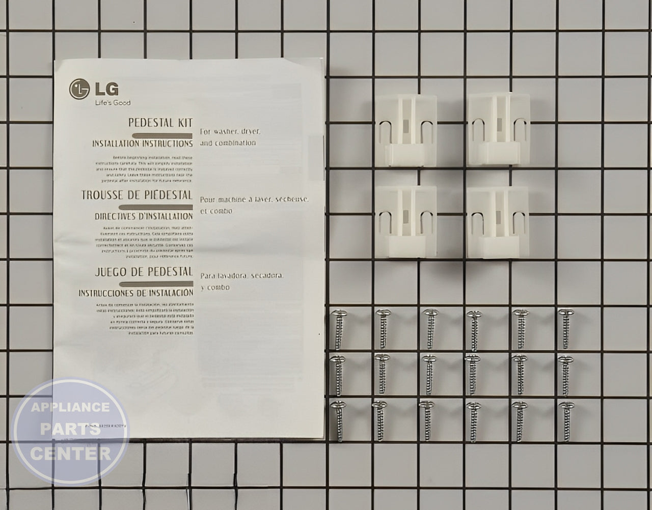 LG Washer Dryer Pedestal Installation Hardware Kit AAA30793431 - Main view showing weight capacity for LG models