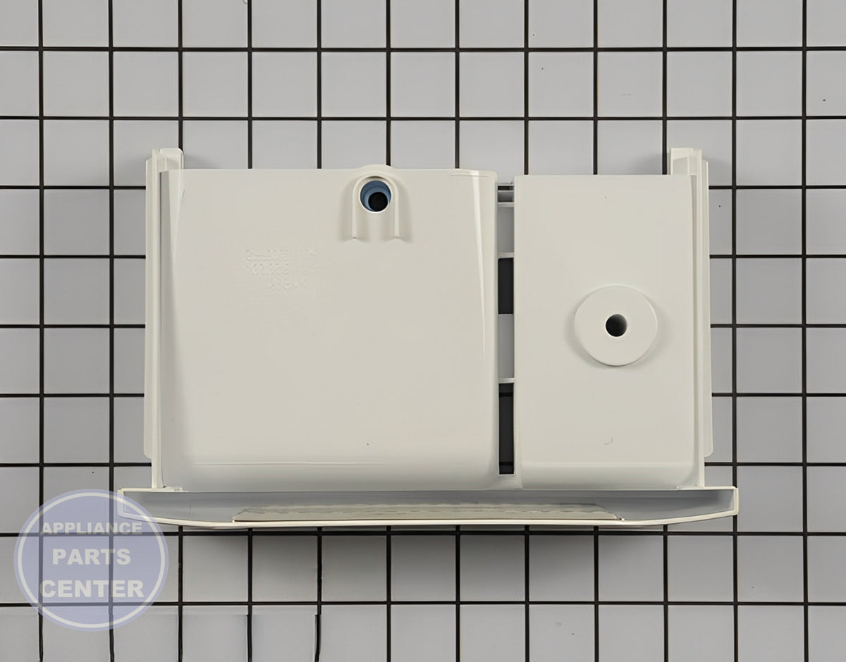 BOX ASSEMBLY,DETERGENT AAZ72925601 - Side view with precise measurements for accurate detergent usage