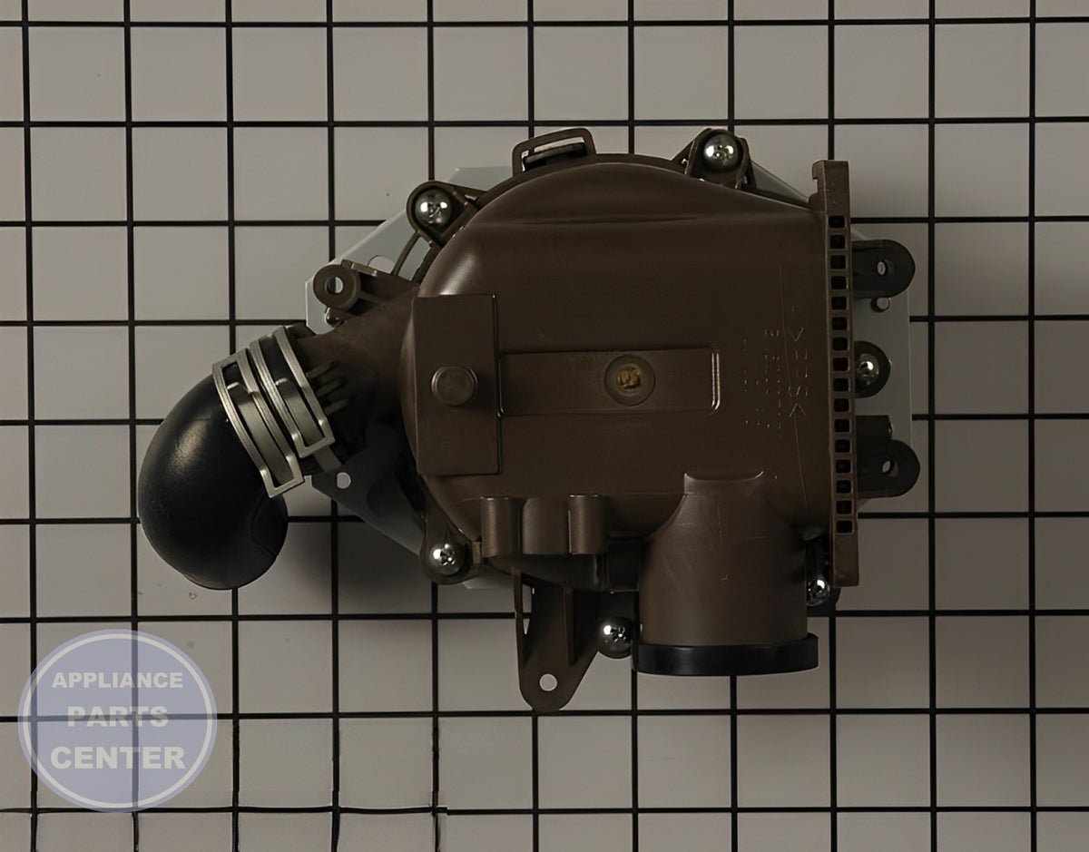 LG DISHWASHER DRAIN PUMP CASING ASSEMBLY ABT72909202 - Side view with precise measurements