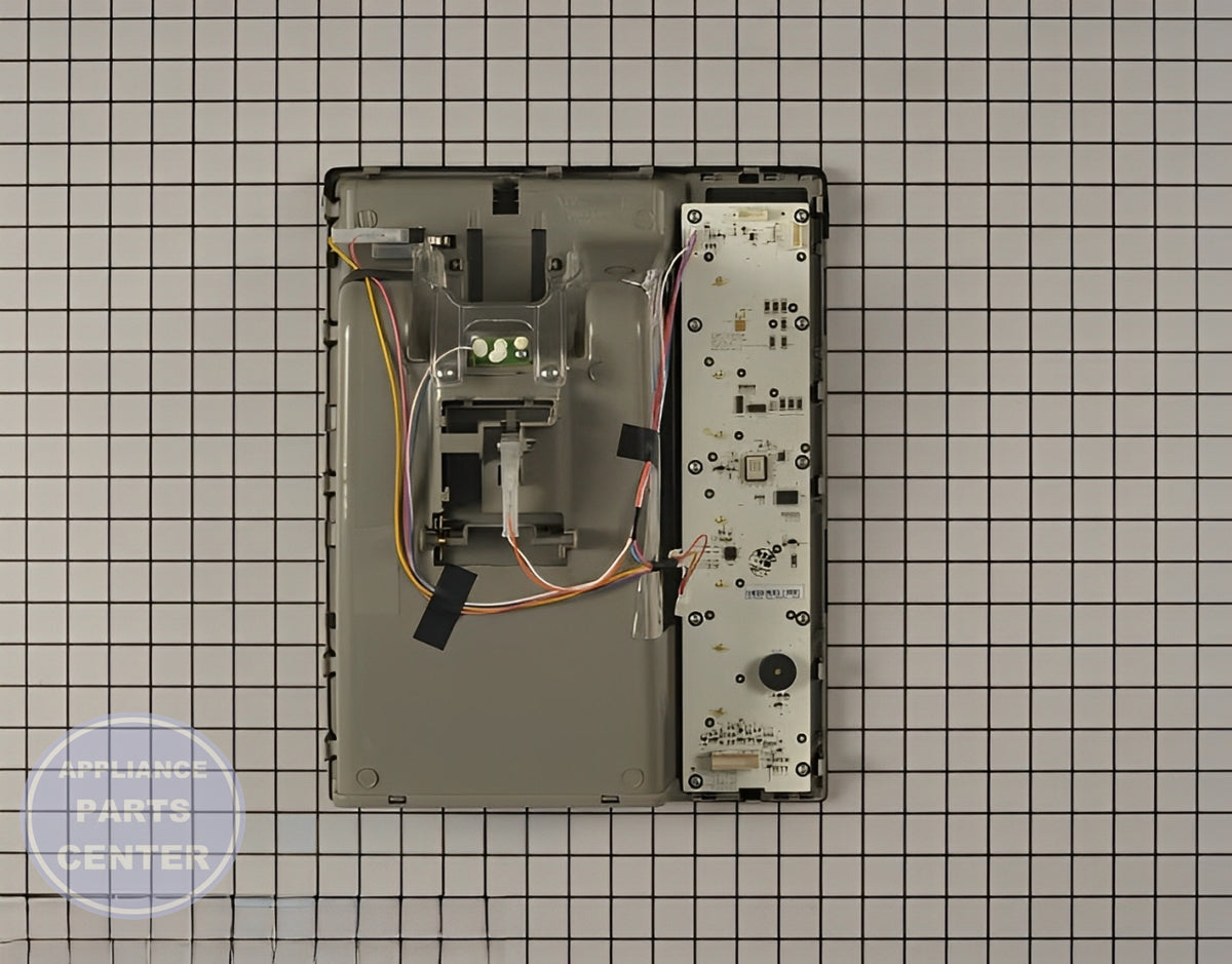 LG Refrigerator Dispenser Front Cover Panel Display Assembly ACQ85430239 - Detailed view of dispenser panel assembly