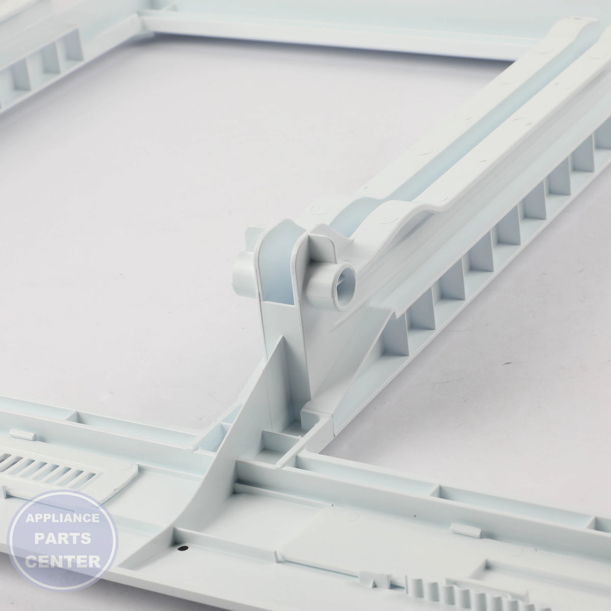 COVER ASSEMBLY,TRAY VEGETABLE ACQ85956603 - Side view with precise measurements