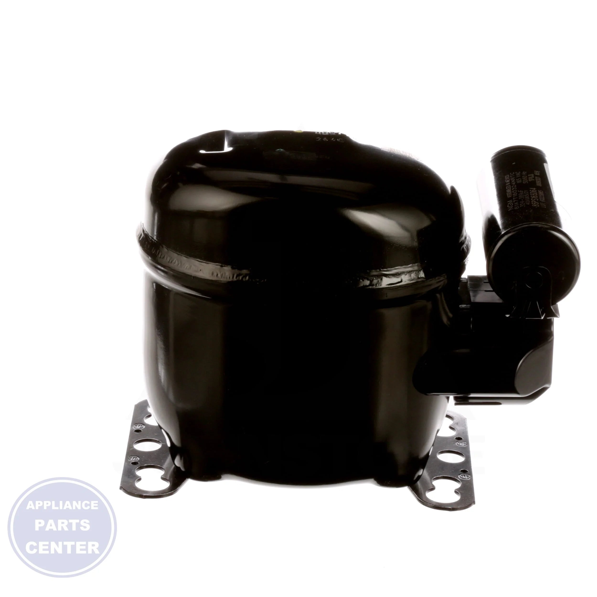 R134a High Temperature Hermetic Compressor AE4440Y-AA1A - Side view with Mounting Centers 4x6.5 inches