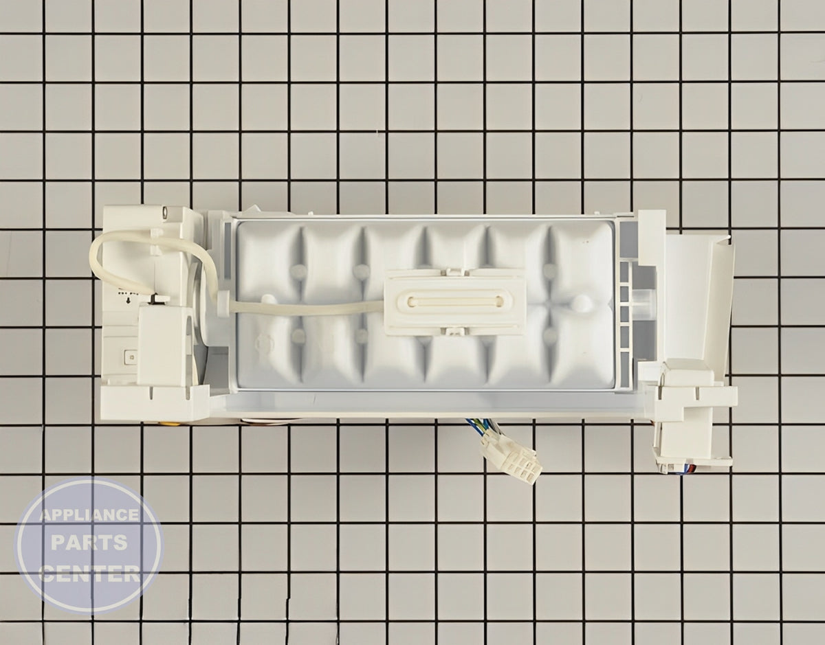 LG Refrigerator Ice Maker Kit Assembly AEQ73110203 - Side view with precise specifications