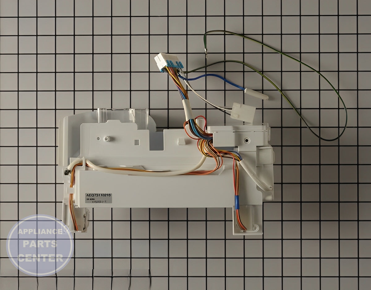 LG Refrigerator Ice Maker Kit Assembly AEQ73110210 - Side view with ice production specs