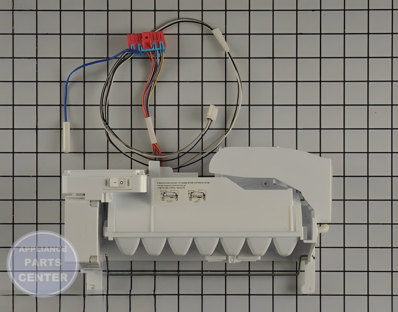 LG REFRIGERATOR ICE MAKER KIT ASSEMBLY AEQ73110219 - Main view showing crystal-clear ice production for LG models