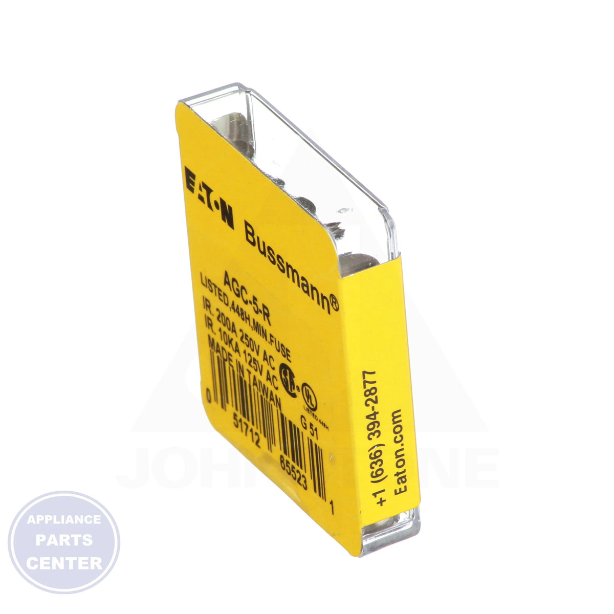 Glass and Ceramic Tube Fuse 5 Amp AGC-5-R - Detailed view of 250V rating and fast-acting mechanism