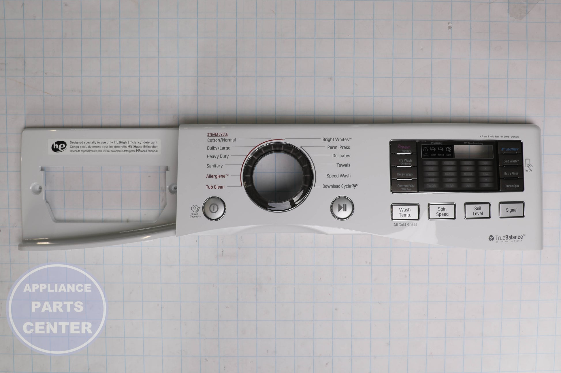LG PANEL ASSEMBLY CONTROL AGL74115104 - Installation in specific LG model showing key mounting points