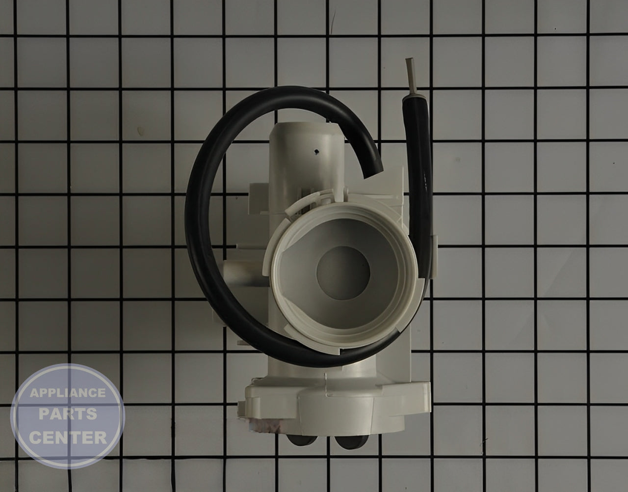 LG WASHER DRAIN PUMP ASSEMBLY AHA75693425 - Side view with 10 lbs capacity