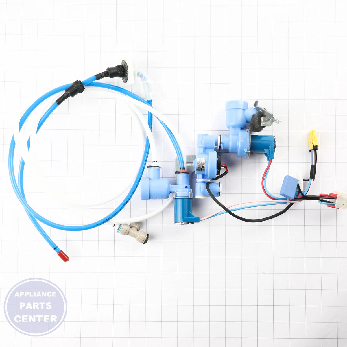 VALVE ASSEMBLY,WATER AJU73432808 - Side view with precise measurements