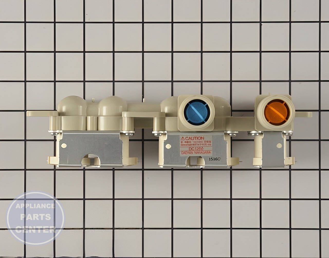 LG WASHER WATER INLET VALVE ASSEMBLY AJU75152601 - Side view with precise measurements