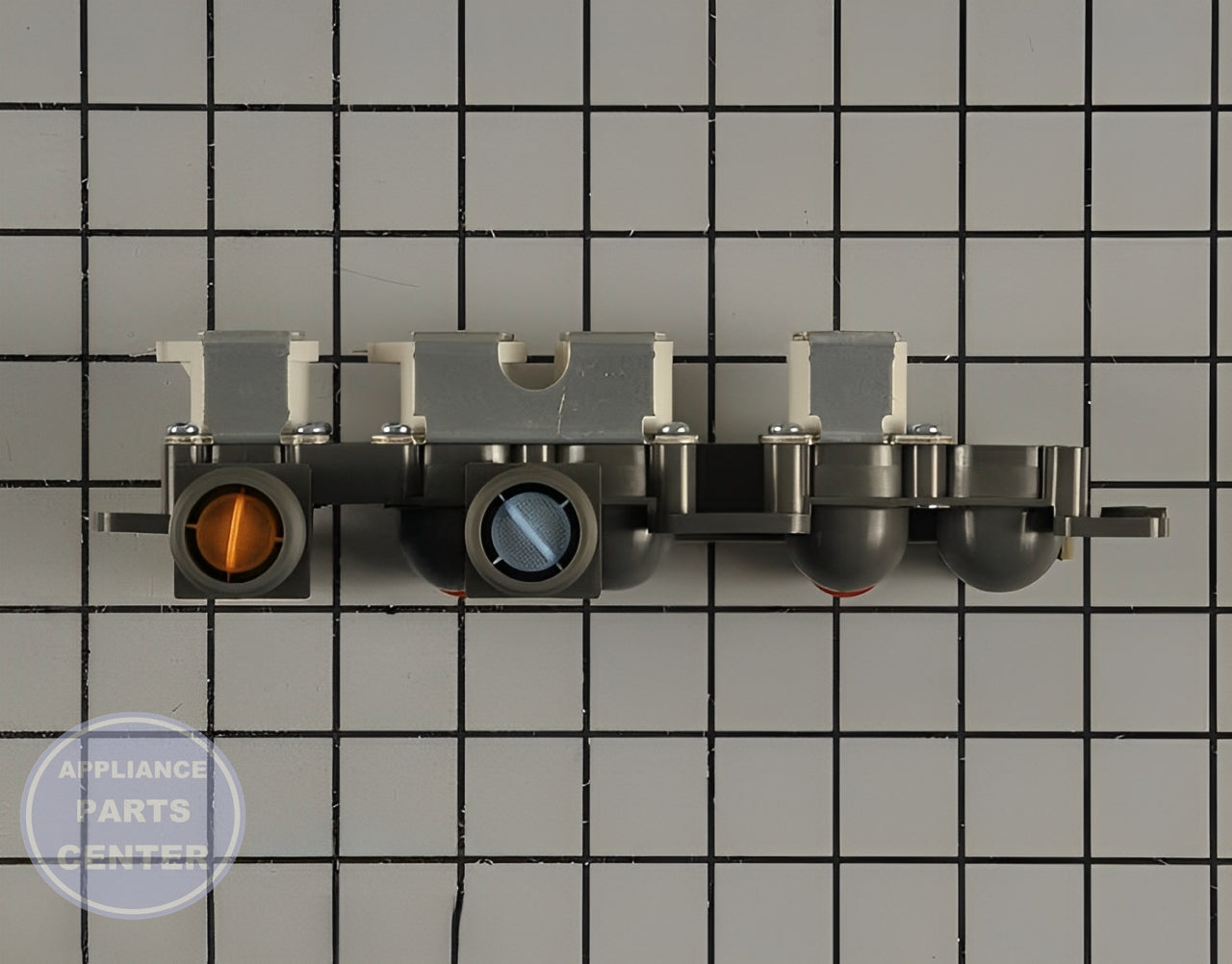LG WASHER INLET VALVE ASSEMBLY AJU75152602 - Side view with precise measurements for perfect fit