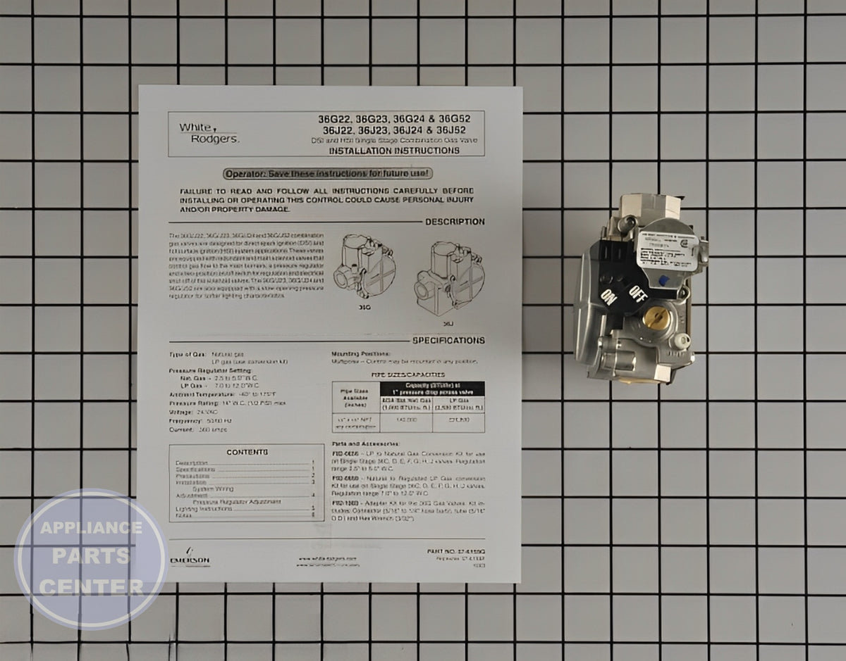GOODMAN 24V 3.5" WC GAS VALVE - Main view showing precise gas control for various models