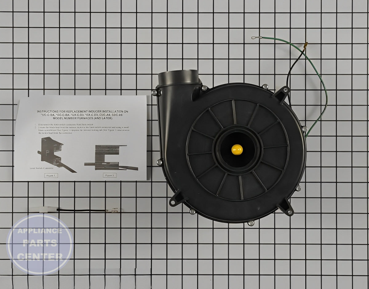 Draft Inducer Motor BLW00864 - Side view with precise dimensions and specs