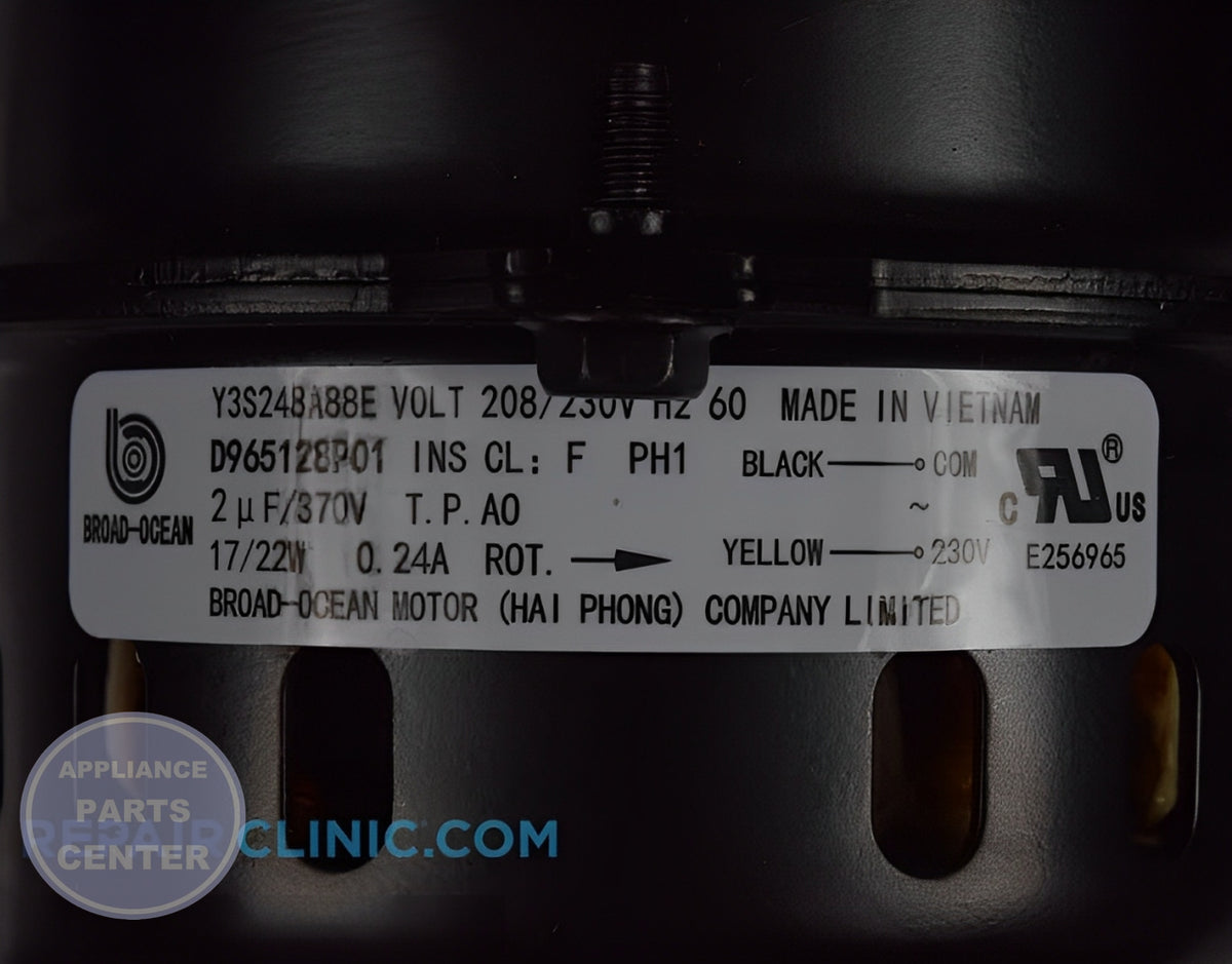 Draft Inducer Motor BLW01310 - Side view with precise measurements