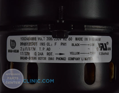Draft Inducer Motor BLW01310 - Side view with precise measurements