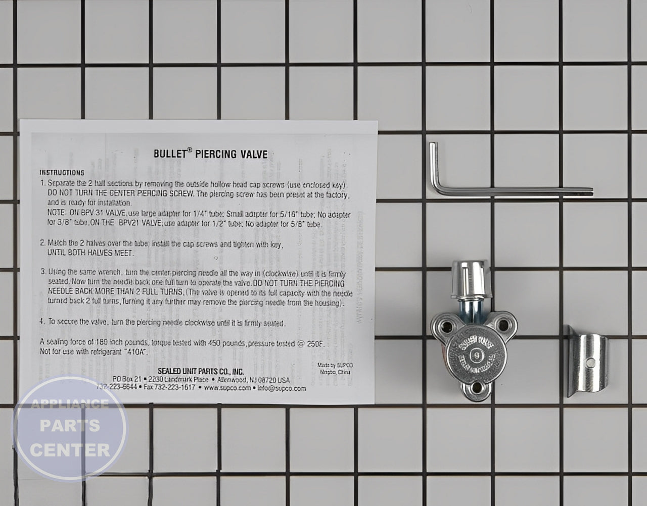 SUPCO PIERCING VALVE 3 SCREW BPV21 - Main view showing 300 lbs pressure for SEA models
