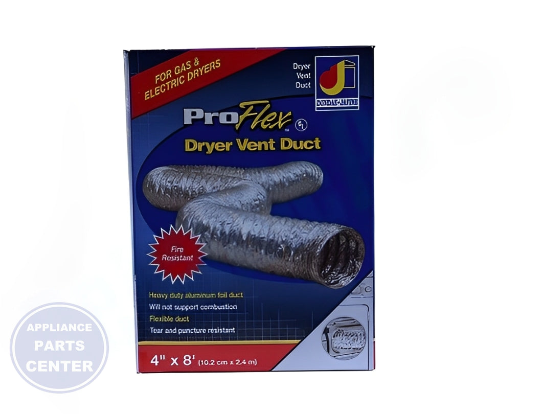 Clothes Dryer Transition BTD48 - Side view with 4-inch diameter and 8-foot length