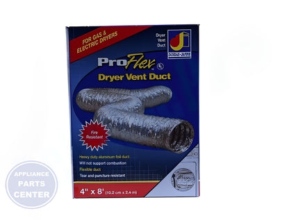 Clothes Dryer Transition BTD48 - Side view with 4-inch diameter and 8-foot length