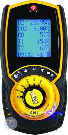 UEi Service+ Residential Combustion Analyzer C161 - Main view showing 6-Line backlit display for residential HVAC models