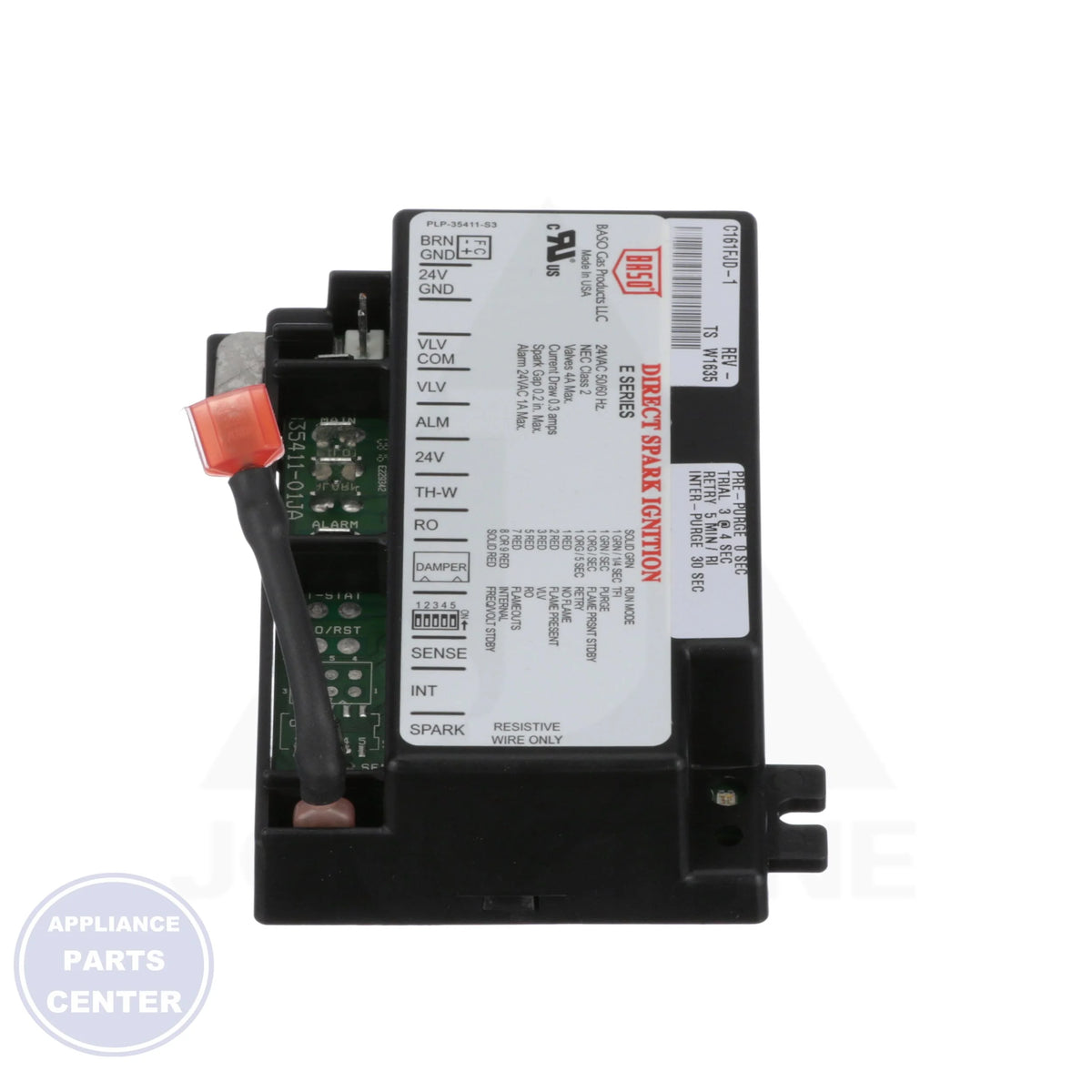 Direct Spark Ignition Control C161FJD-1CJ - Detailed view of Flame sensing current and failure response time