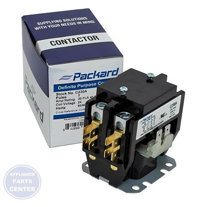 [Brand] PACKARD CONTACTOR 2 POLE 30 AMPS 24 COIL VOLTAGE - Main view showing durable construction for [specific models]