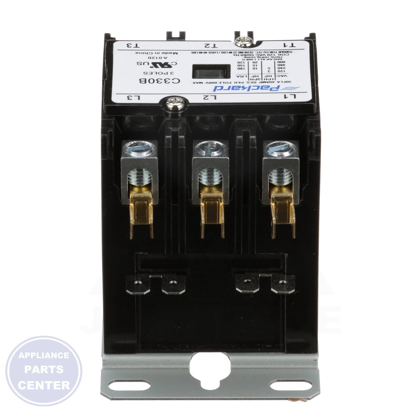 Definite Purpose Contactor 3-Pole C330B - Side view with 120 coil voltage