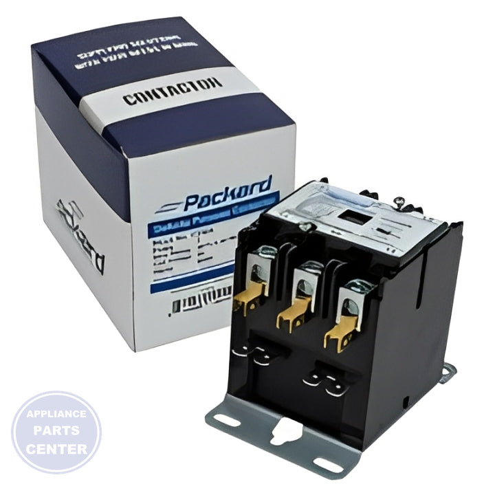 PACKARD CONTACTOR 3 POLE 40 AMPS 24 COIL VOLTAGE - Side view with specific measurements